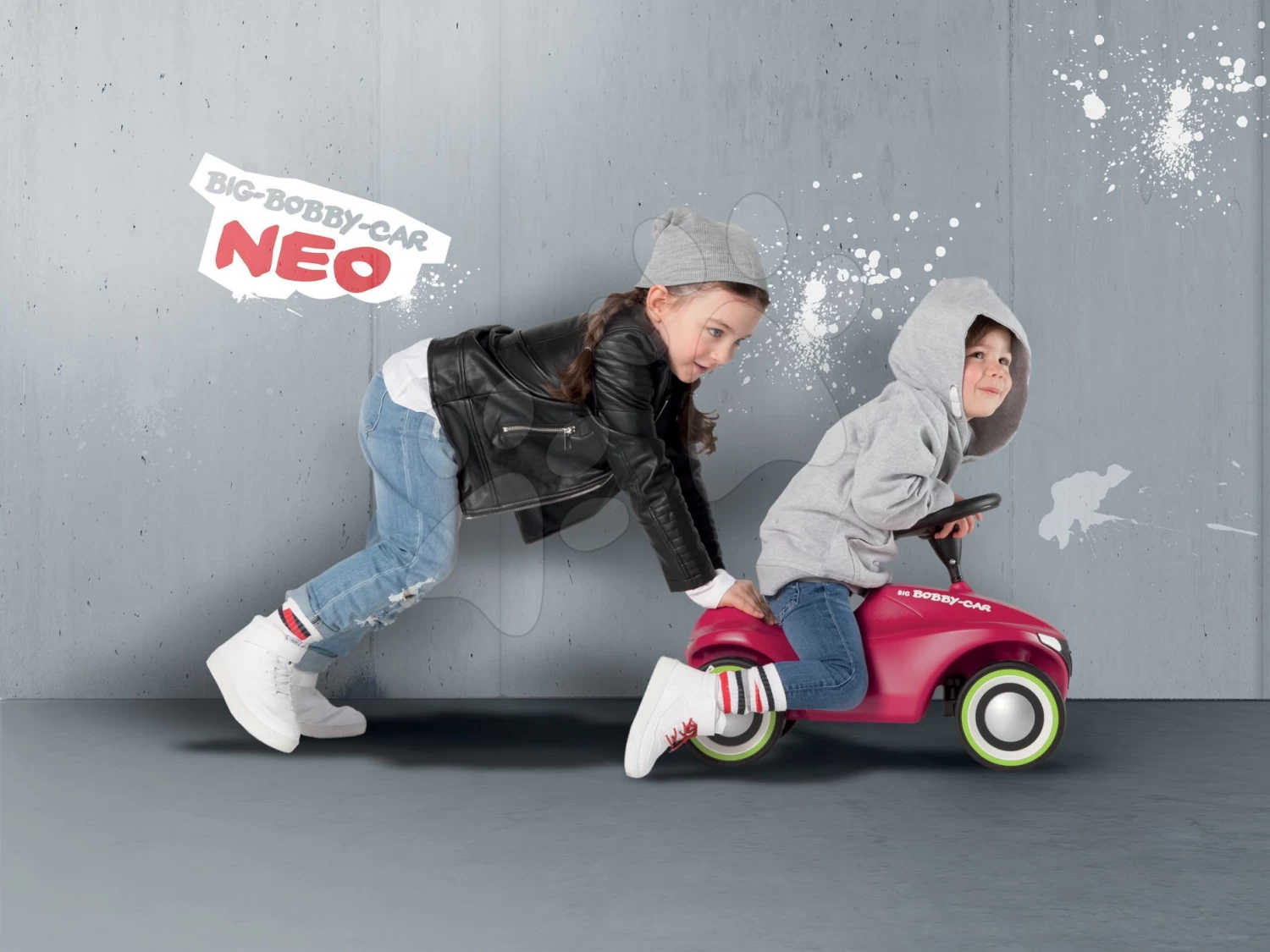 Rutschfahrzeug Bobby Car Neo BIG Pink Mit Dem Ton Mit Gummirädern Und Gitter -Maske Ab 12 Monaten – Bild 4