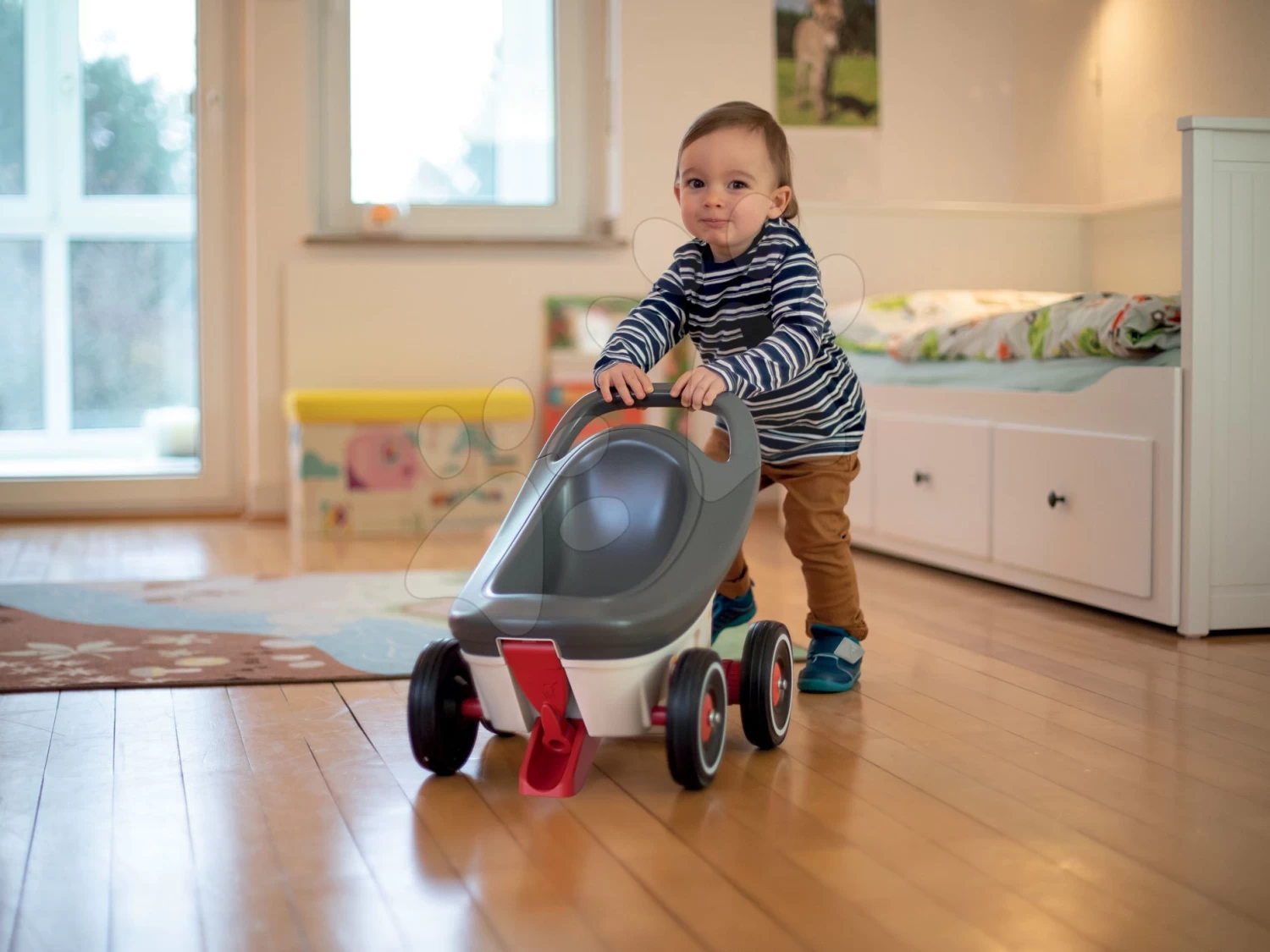 Rutscher-Set Bobby Car Neo BIG Rosa Mit Sound Mit 3-lagigen Gummirädern Und Anhänger Buggy 3in1 Mit Funktionen – Bild 7