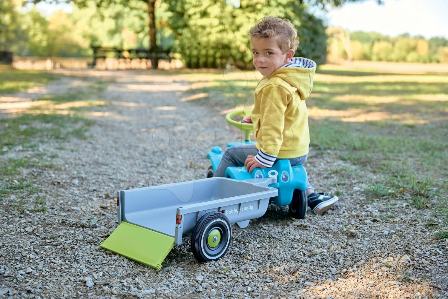 Set Rutscher Auto Flower BIG Bobby Car Klassisch Rosa Und Anhänger Trolley Mit Kennzeichen Ab 12 Monaten – Bild 18