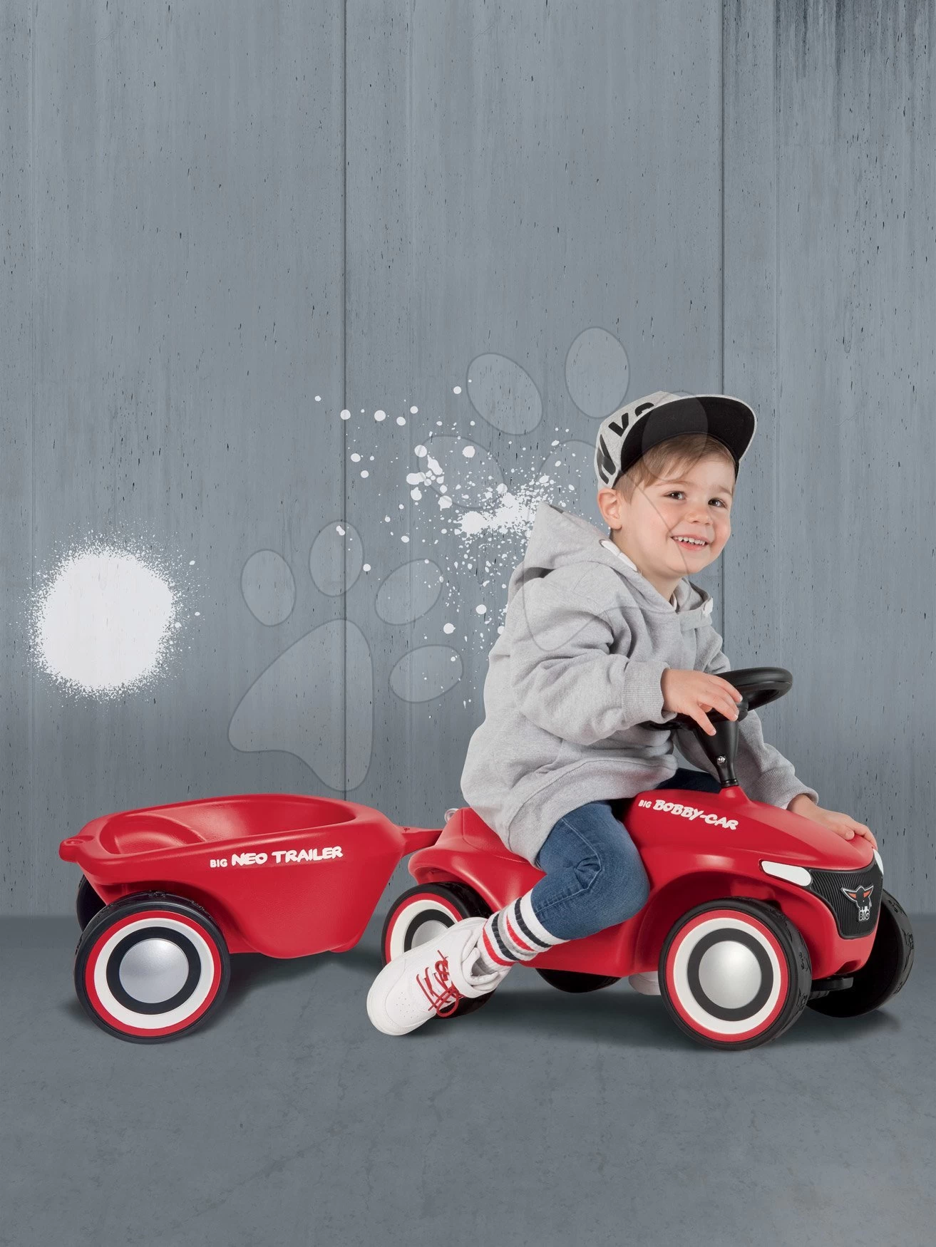 Rutscherset Bobby Car Neo BIG Blau Mit Sound Mit 3-lagigen Gummirädern Und Mit Einem Anhänger Und Einem Lenkrad Mit Sound Und Licht – Bild 20