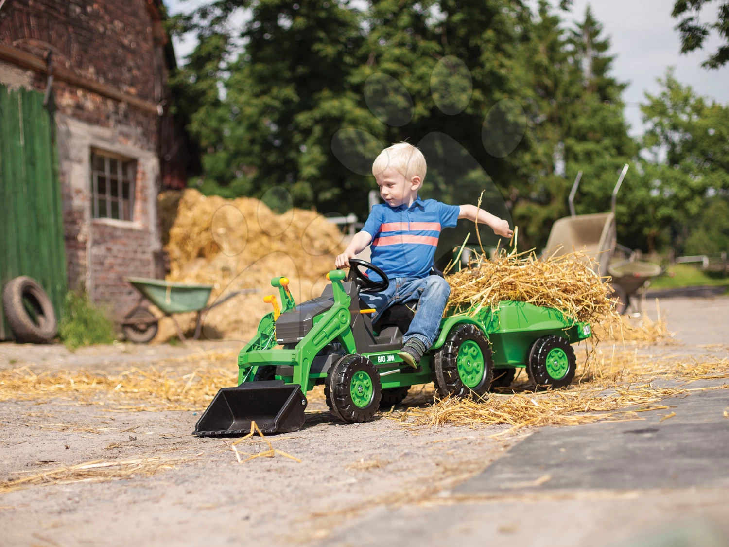 Trettraktor-Set Jim Loader BIG Mit Lader Und Anhänger Und Picknicktisch Mit Zwei Stühlen KidChair Red – Bild 19