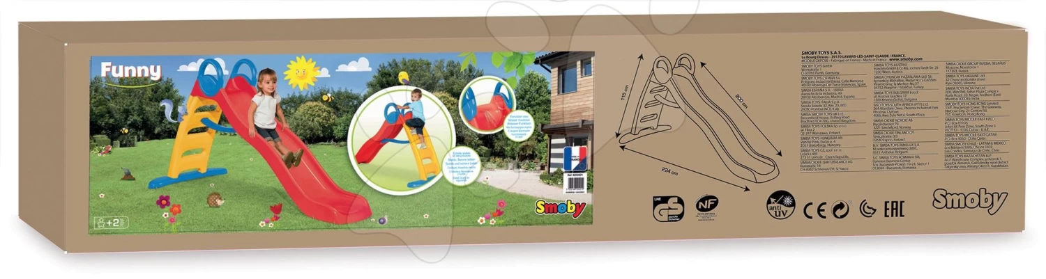 Rutsche Mit Spritzbrunnen Funny Toboggan Double Smoby 2 Meter Doppelwände Mit UV-Filter Ab 2 Jahren – Bild 6