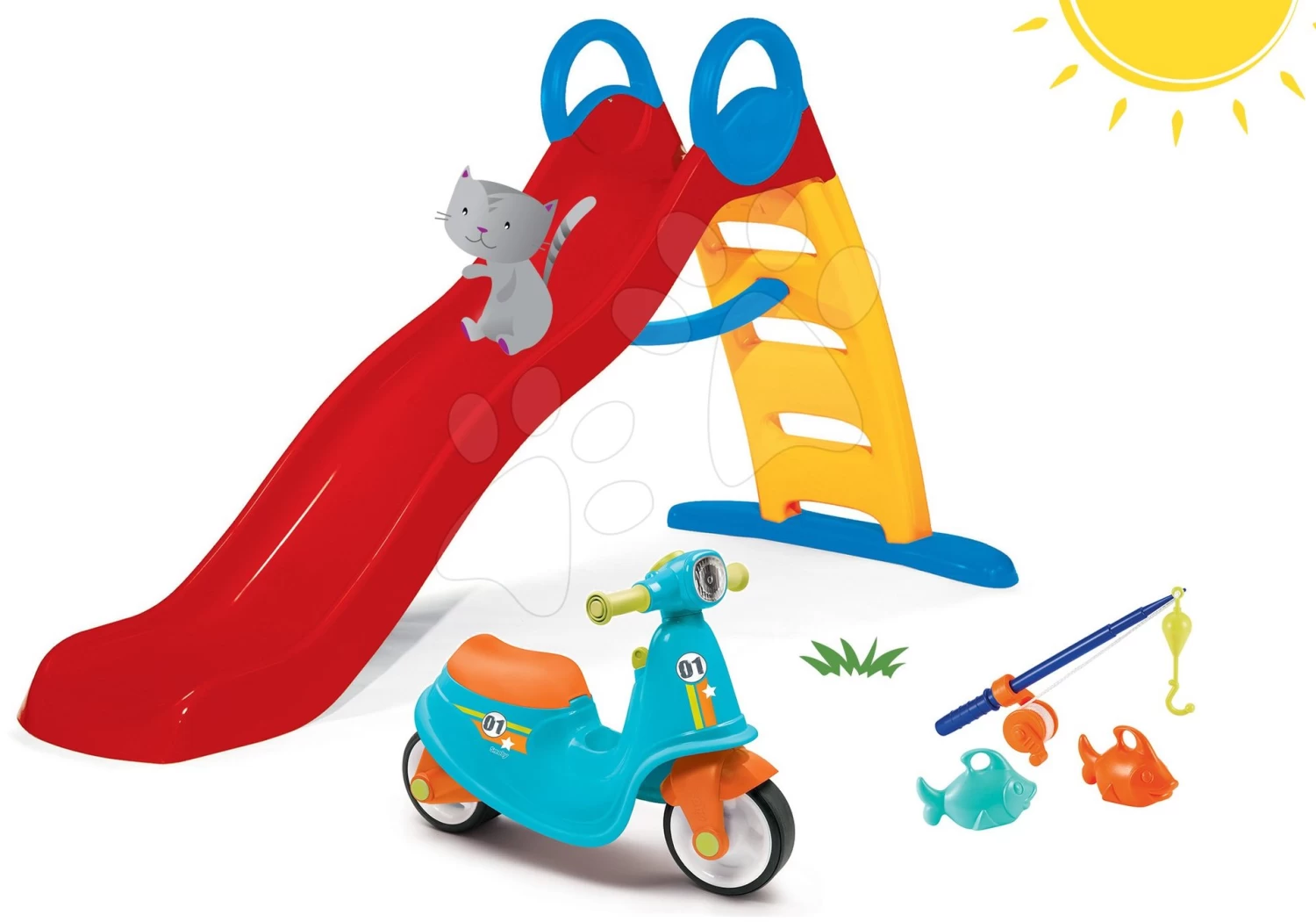 Set Rutsche Funny Toboggan Smoby 200 Cm Und Ein Rad Mit Reflektor Und Gummirädern Und Angelrute Ab 24 Monaten – Bild 18