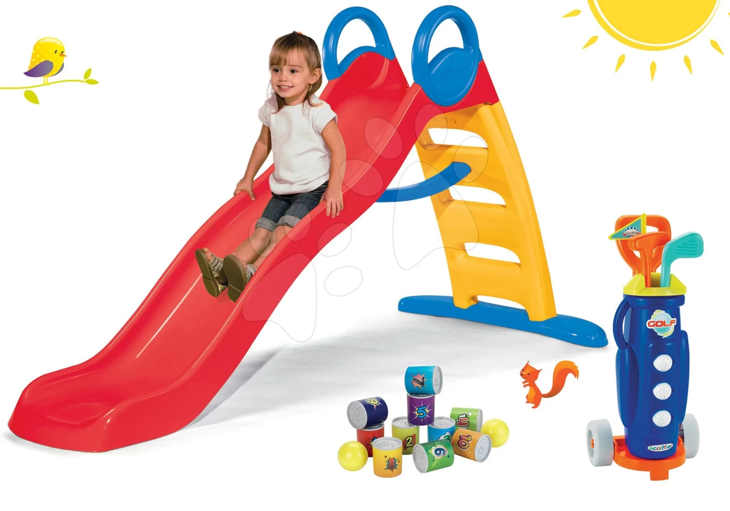 Set Rutsche Funny Toboggan Smoby 200 Cm Und Sportspiel, Pyramide Aus Zinn Mit Golfwagen Ab 24 Monaten â Bild 16