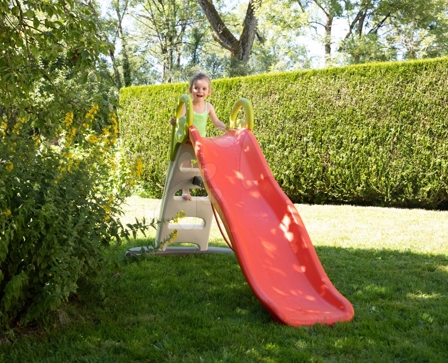 Rutschenset Toboggan Funny Länge 200 Cm Smoby Und Sandkasten Schmetterling Mit Springbrunnen 2*95 Liter – Bild 3