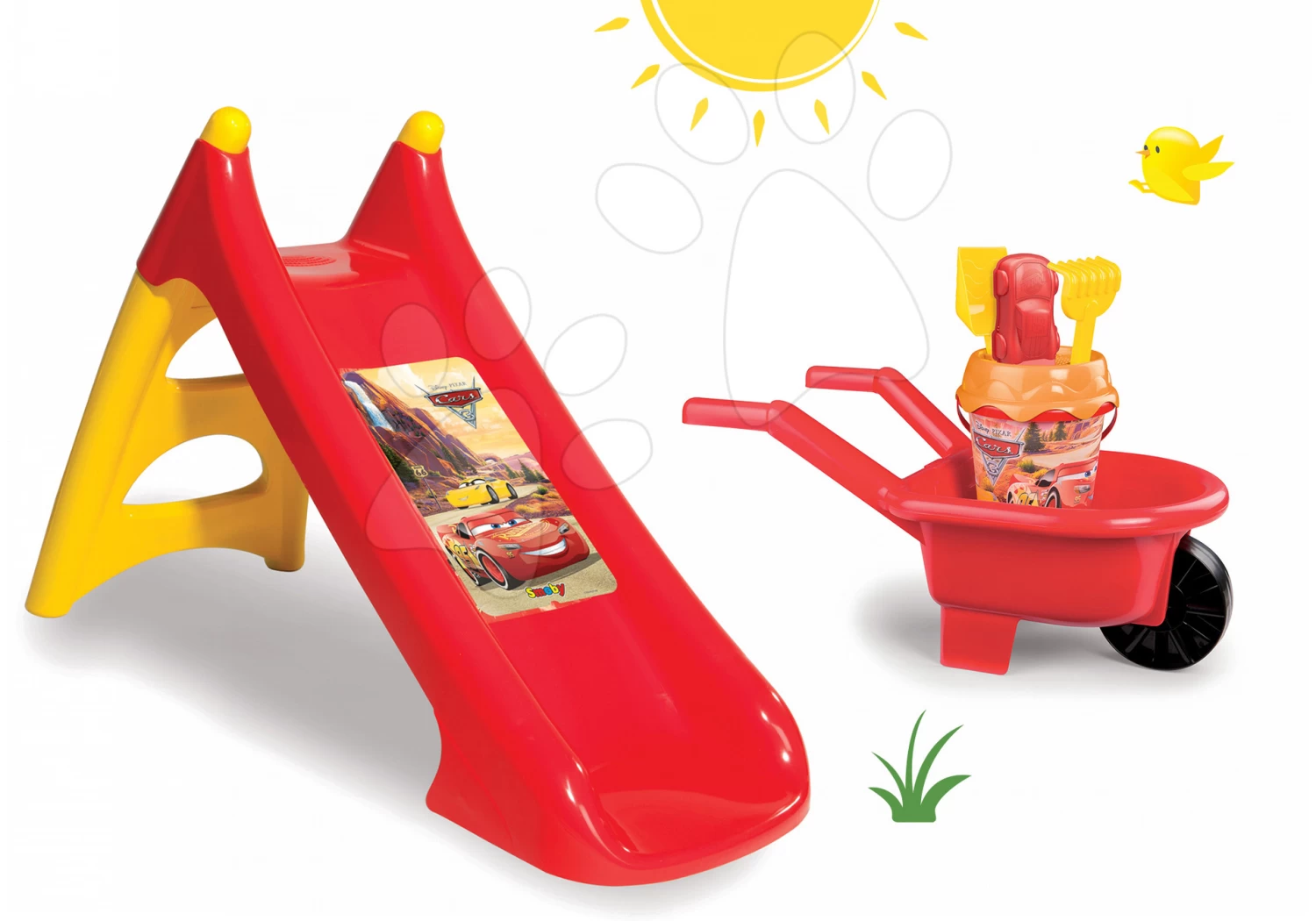 Set Rutsche Cars Toboggan XS Smoby Länge 90 Cm Und Wagenmit Eimer-Set Cars – Bild 12