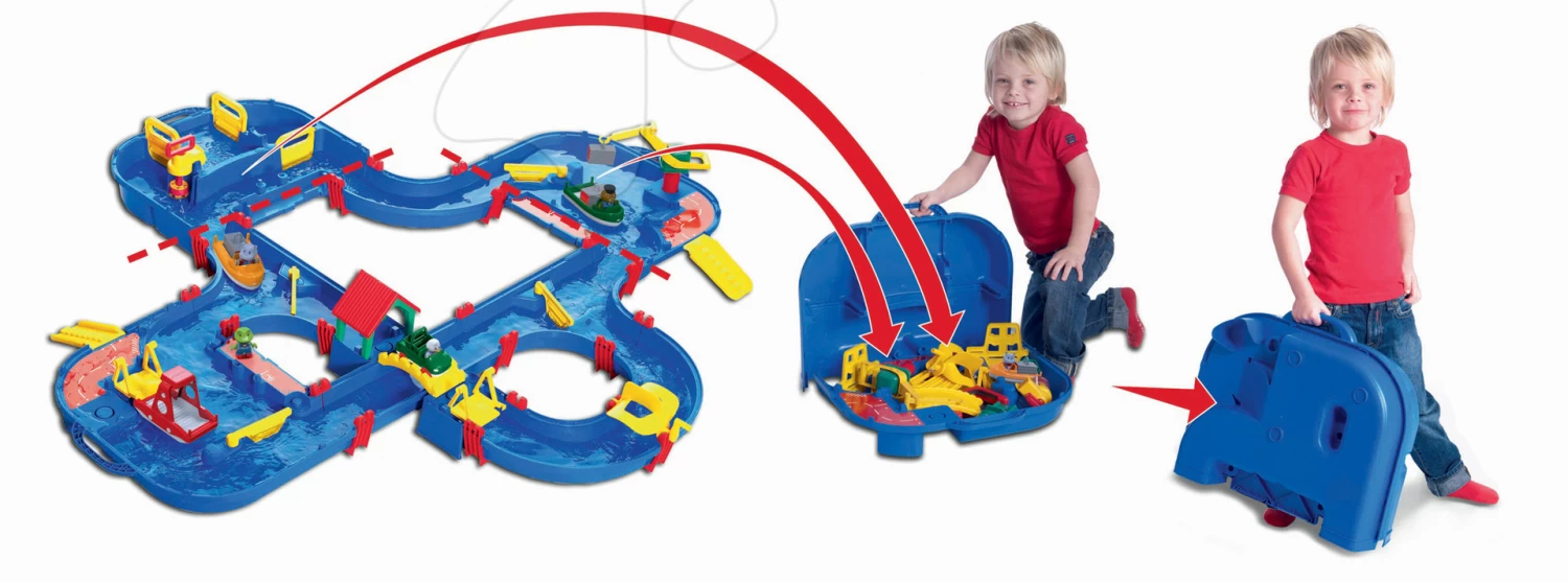 Set Rutsche Funny Toboggan Smoby 200 Cm Und Eine Wasserstraße Im Koffer Mit Damm, Pumpe Und 4 Segelbooten 4 Figuren Ab 24 Monaten – Bild 12
