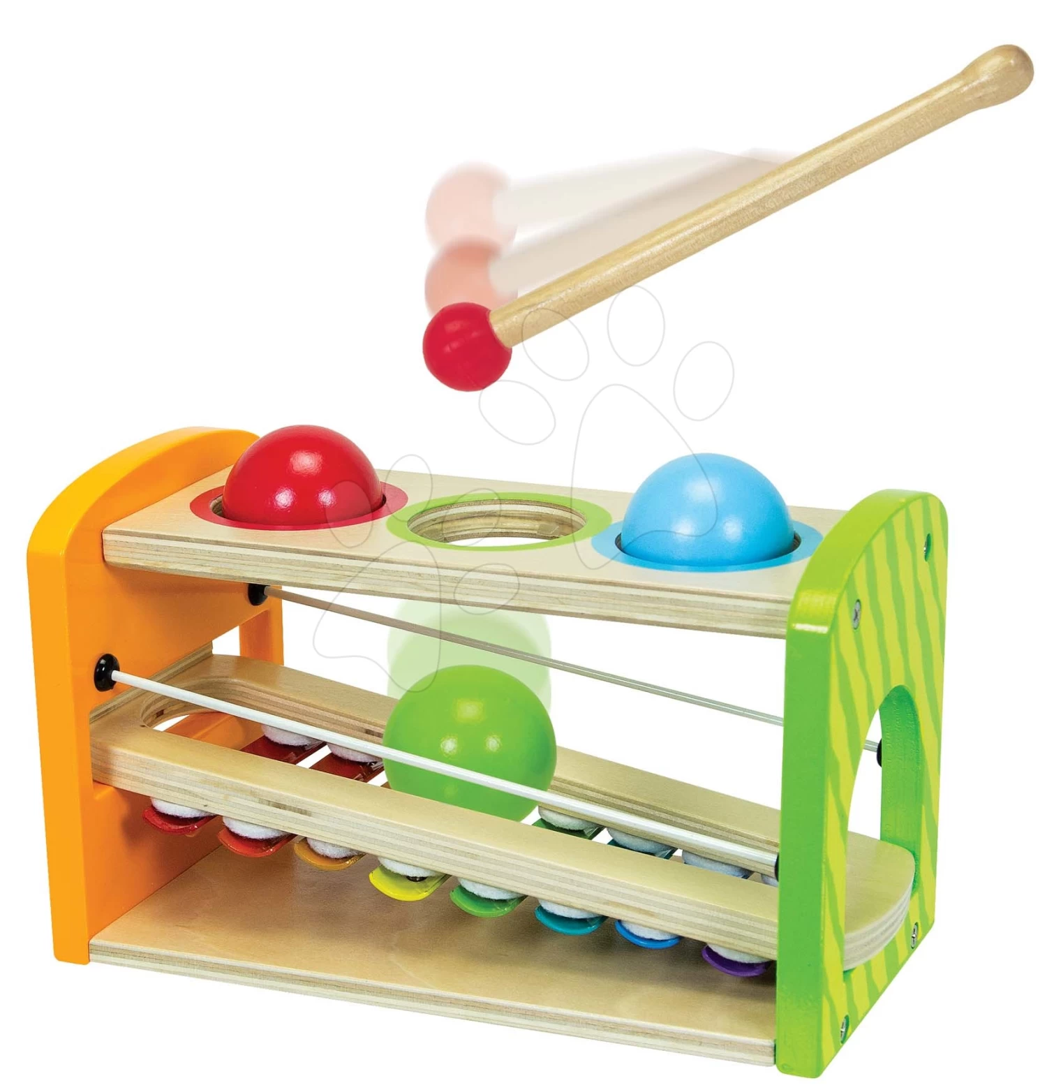 Xylophon Aus Holz Color Xylophone Hammering Bench Eichhorn Mit 3 Kugelchen Und Einem Hammer Ab 24 Monaten – Bild 3