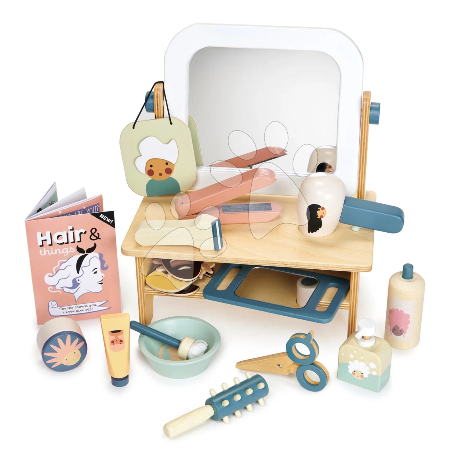 Friseursalon Aus Holz Für Eine Puppe Hair Salon Tender Leaf Toys Mit Drehspiegel Und 18 Zubehörteilen Ab 3 Jahren – Bild 3