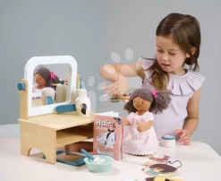 Friseursalon Aus Holz Für Eine Puppe Hair Salon Tender Leaf Toys Mit Drehspiegel Und 18 Zubehörteilen Ab 3 Jahren