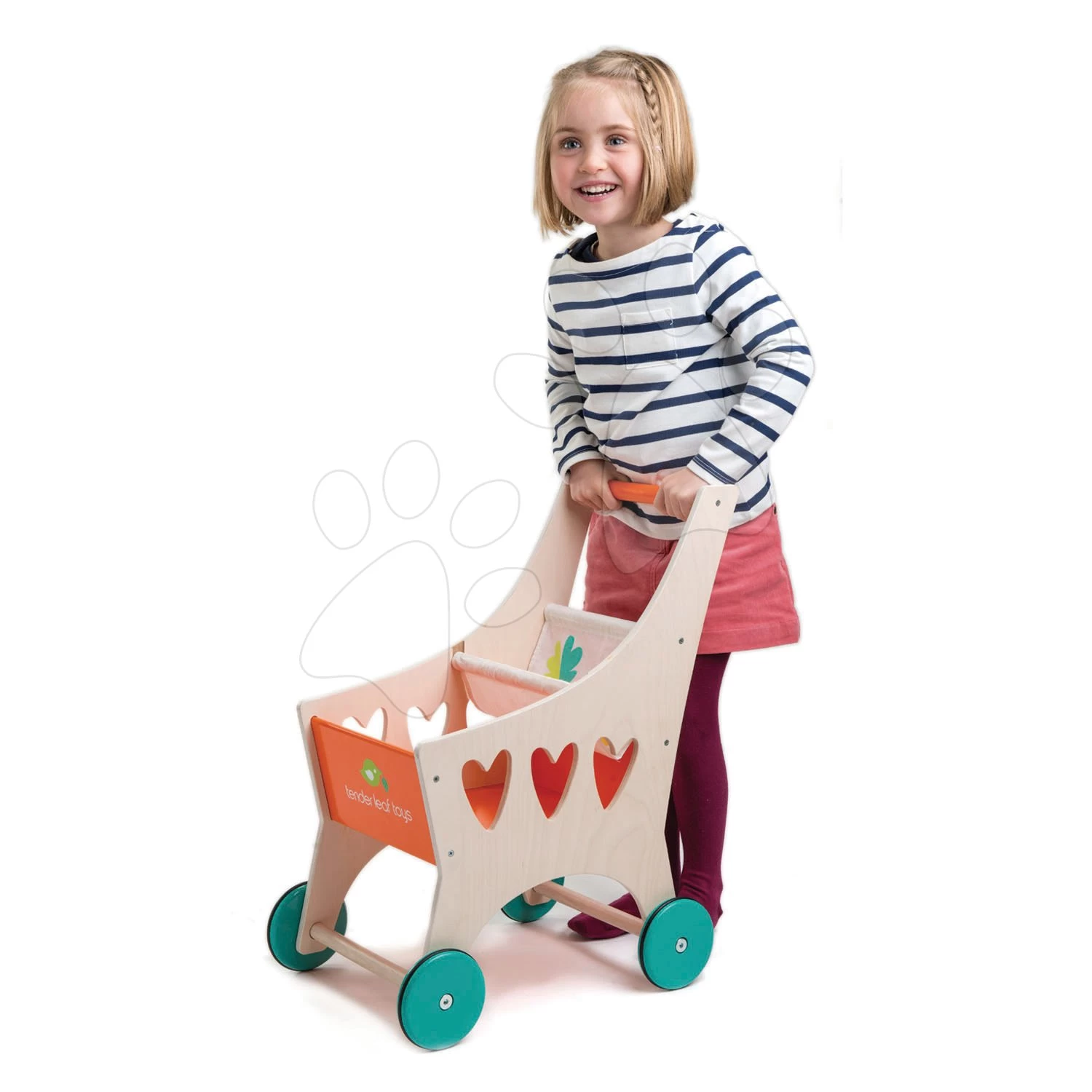 Holzeinkauswagen Shopping Cart Tender Leaf Toys Mit Textilfach – Bild 2