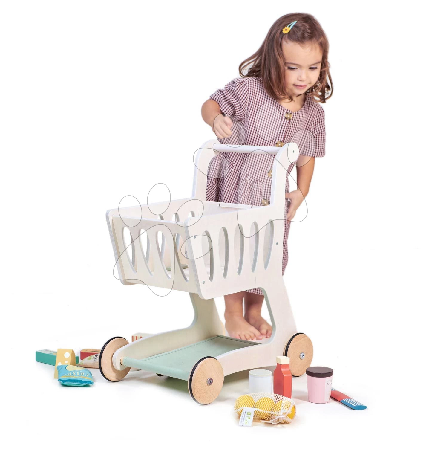 Einkaufswagen Aus Holz Shopping Cart Tender Leaf Toys Mit Fach Und Tafel TL8261 – Bild 3