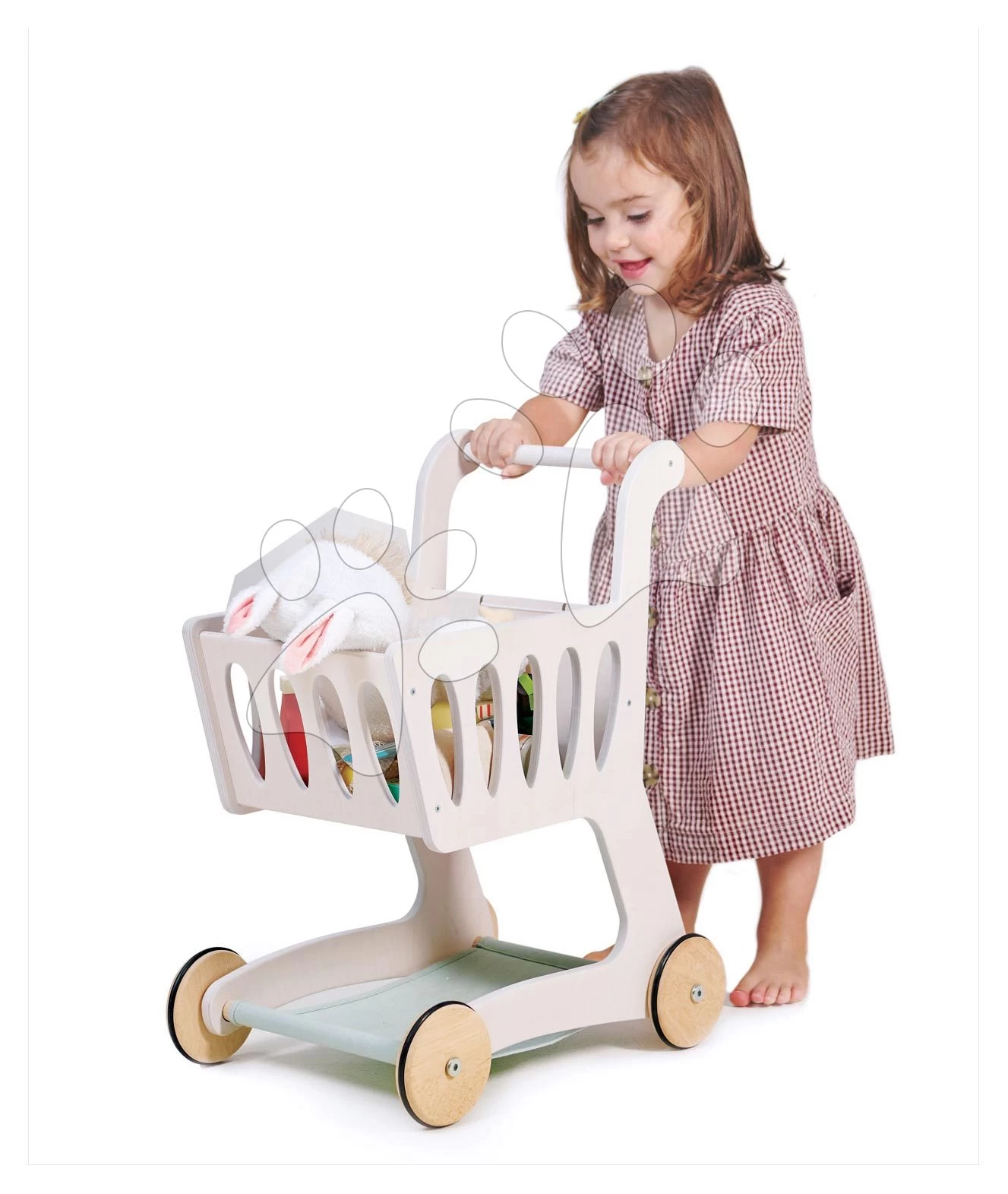 Einkaufswagen Aus Holz Shopping Cart Tender Leaf Toys Mit Fach Und Tafel TL8261 – Bild 6