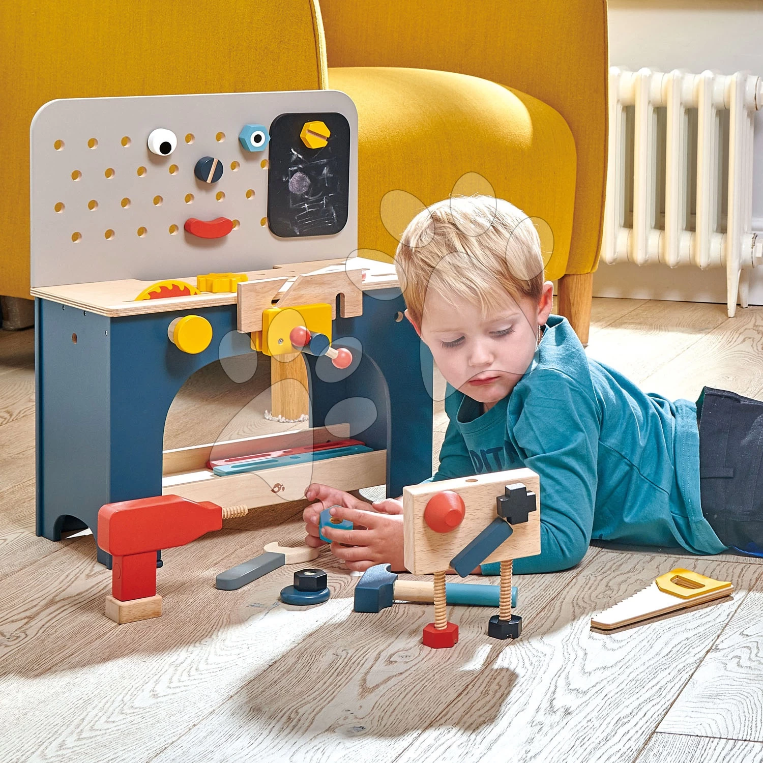Holzwerkstatt Mit Roboter Table Top Tool Tender Leaf Toys Mit Werkzeug Und Bausatz