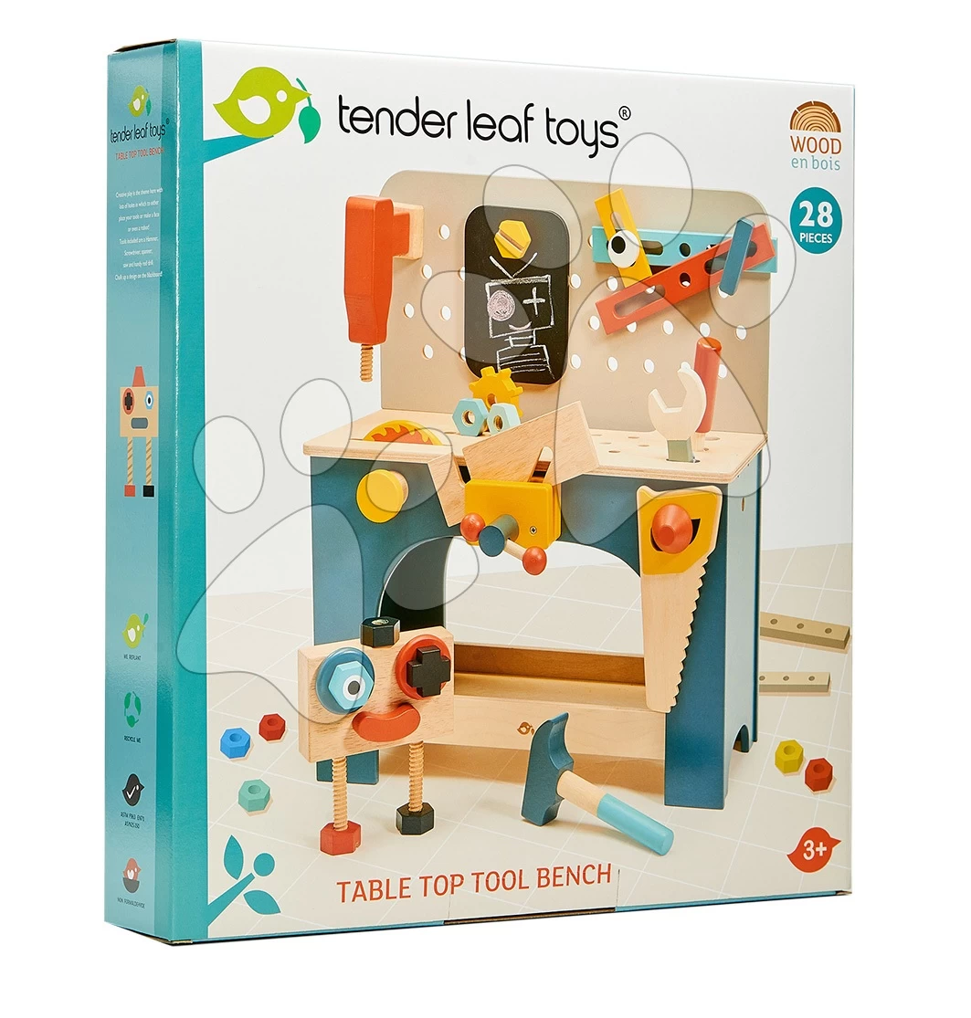 Holzwerkstatt Mit Roboter Table Top Tool Tender Leaf Toys Mit Werkzeug Und Bausatz â Bild 2